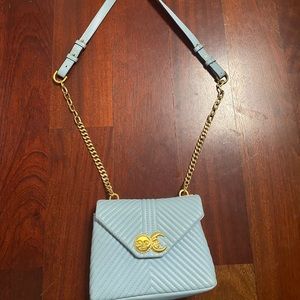 Never worn - light blue TopShop crossbody bag - moon and sun gold